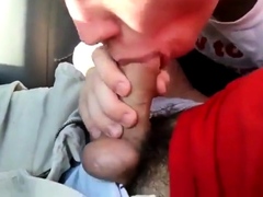 Blowing a friend in the car and he cums in my mouth